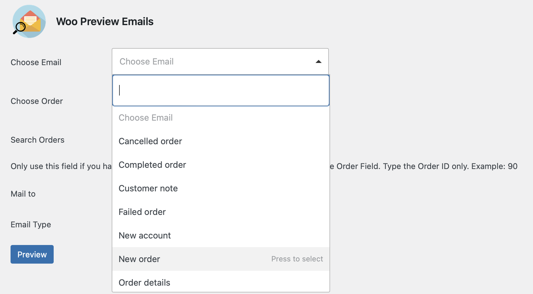 choosing order templates
