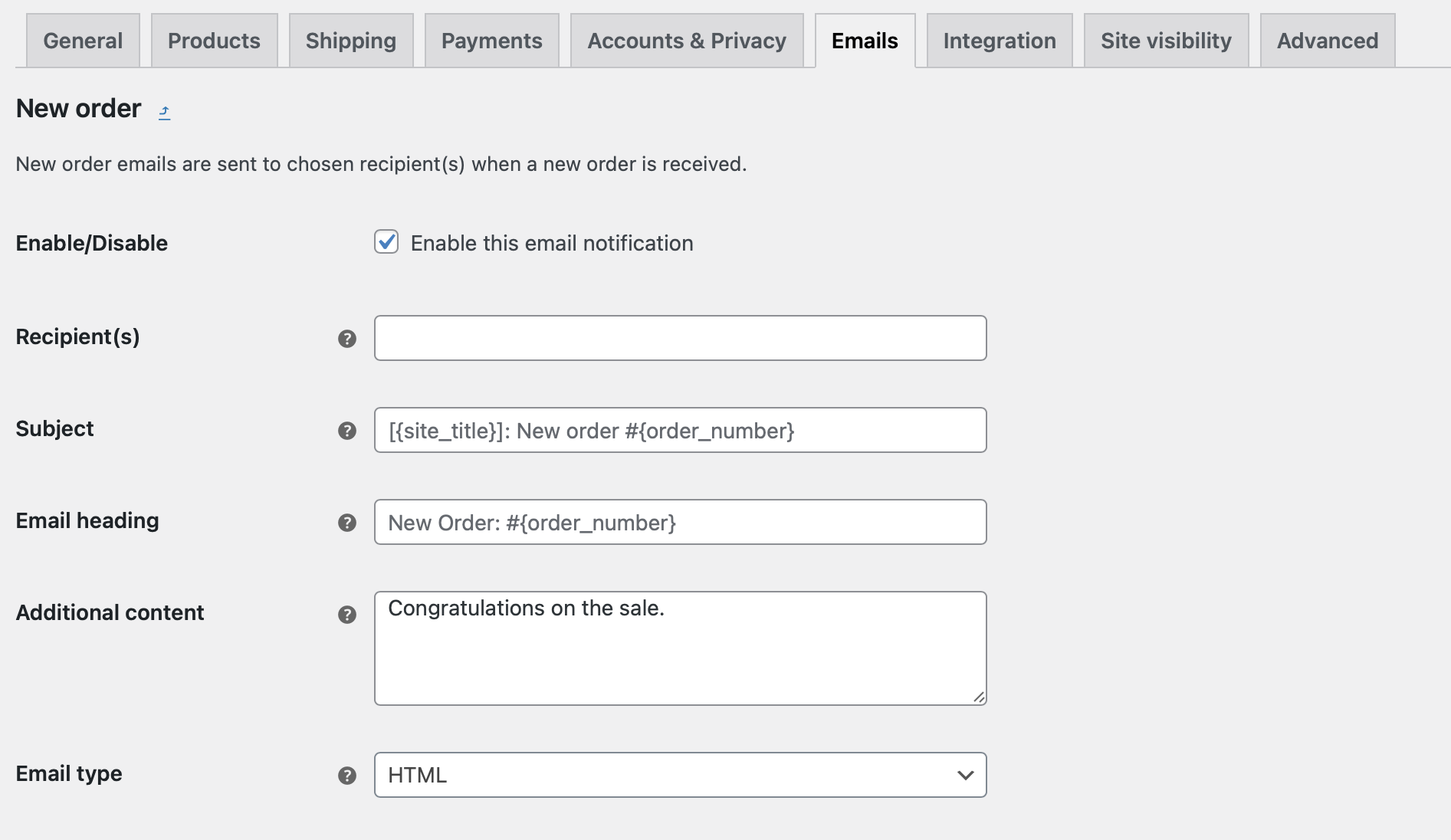 enabling email notifications