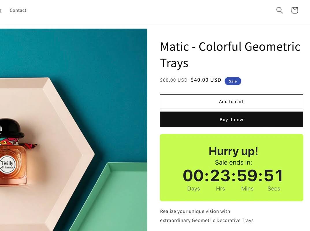 Shopify store's countdown timer