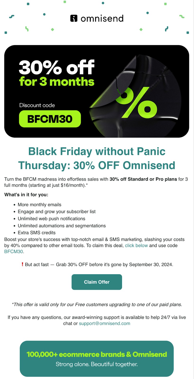 Omnisend black friday email
