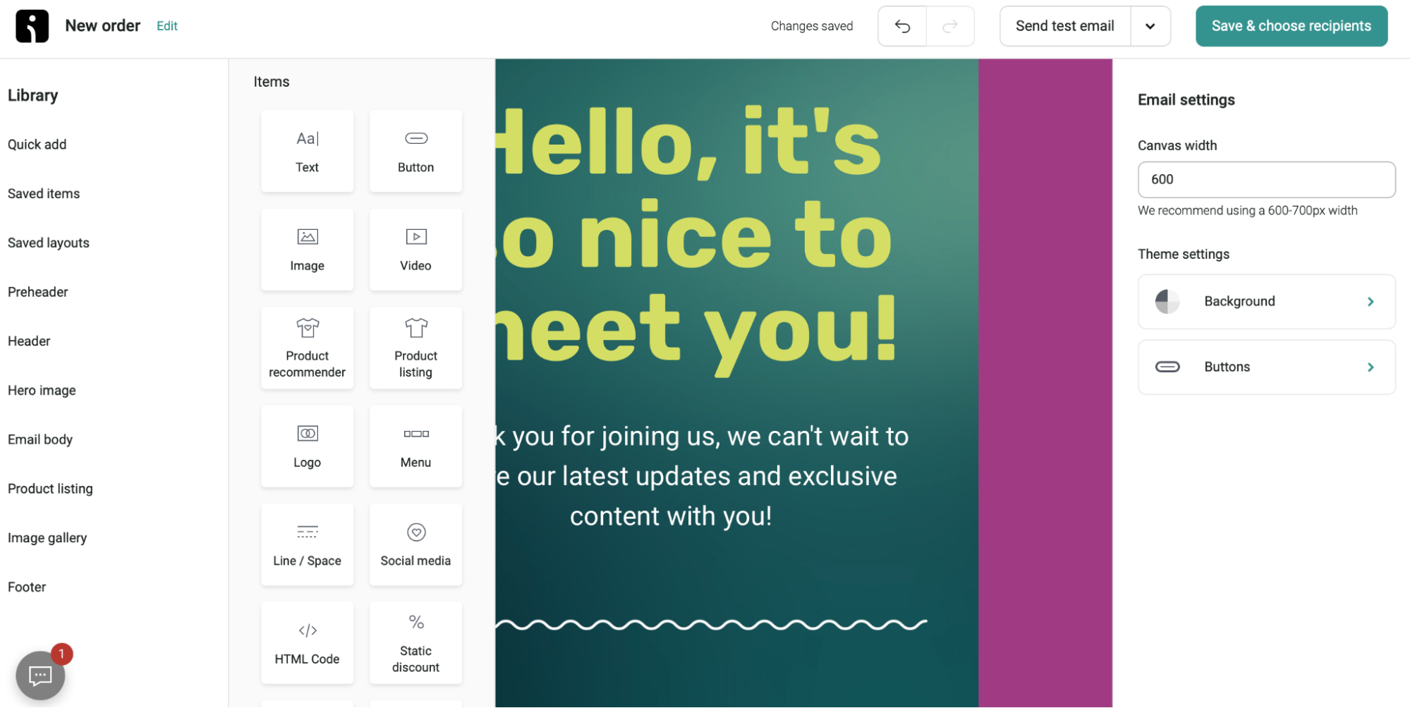 Omnisend email builder