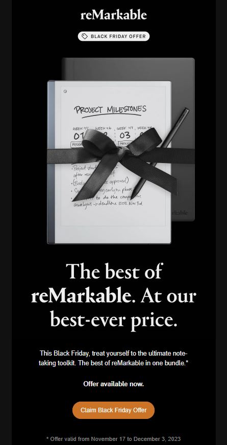 remarkable black friday email