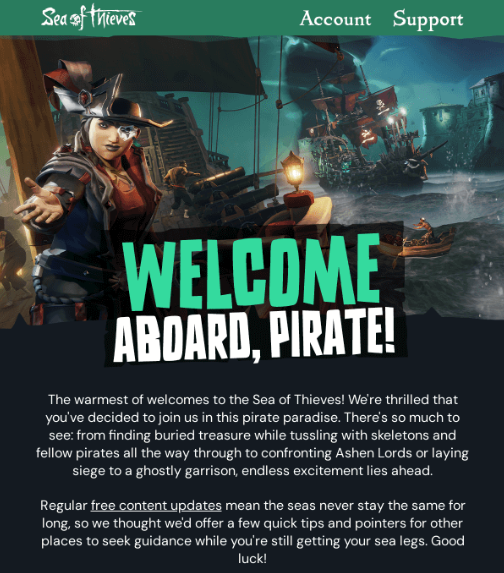 Onboarding Email: Sea Of Theves