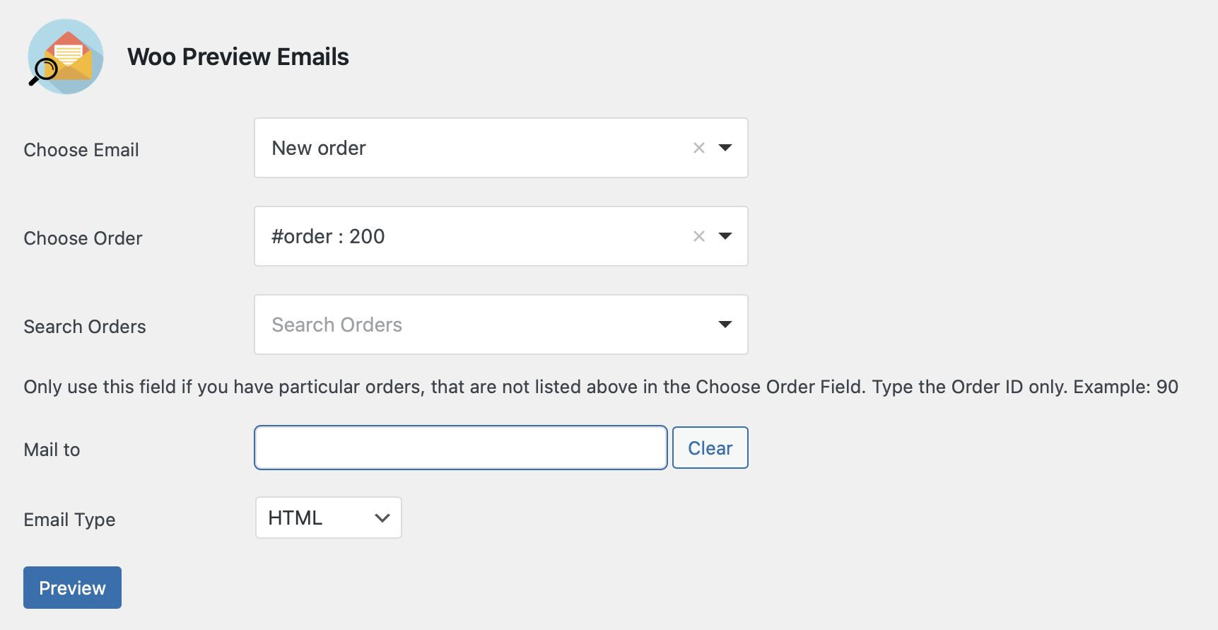 selecting demo order