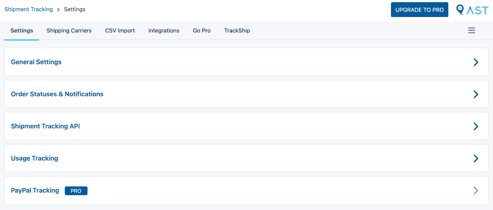 shipment tracking settings