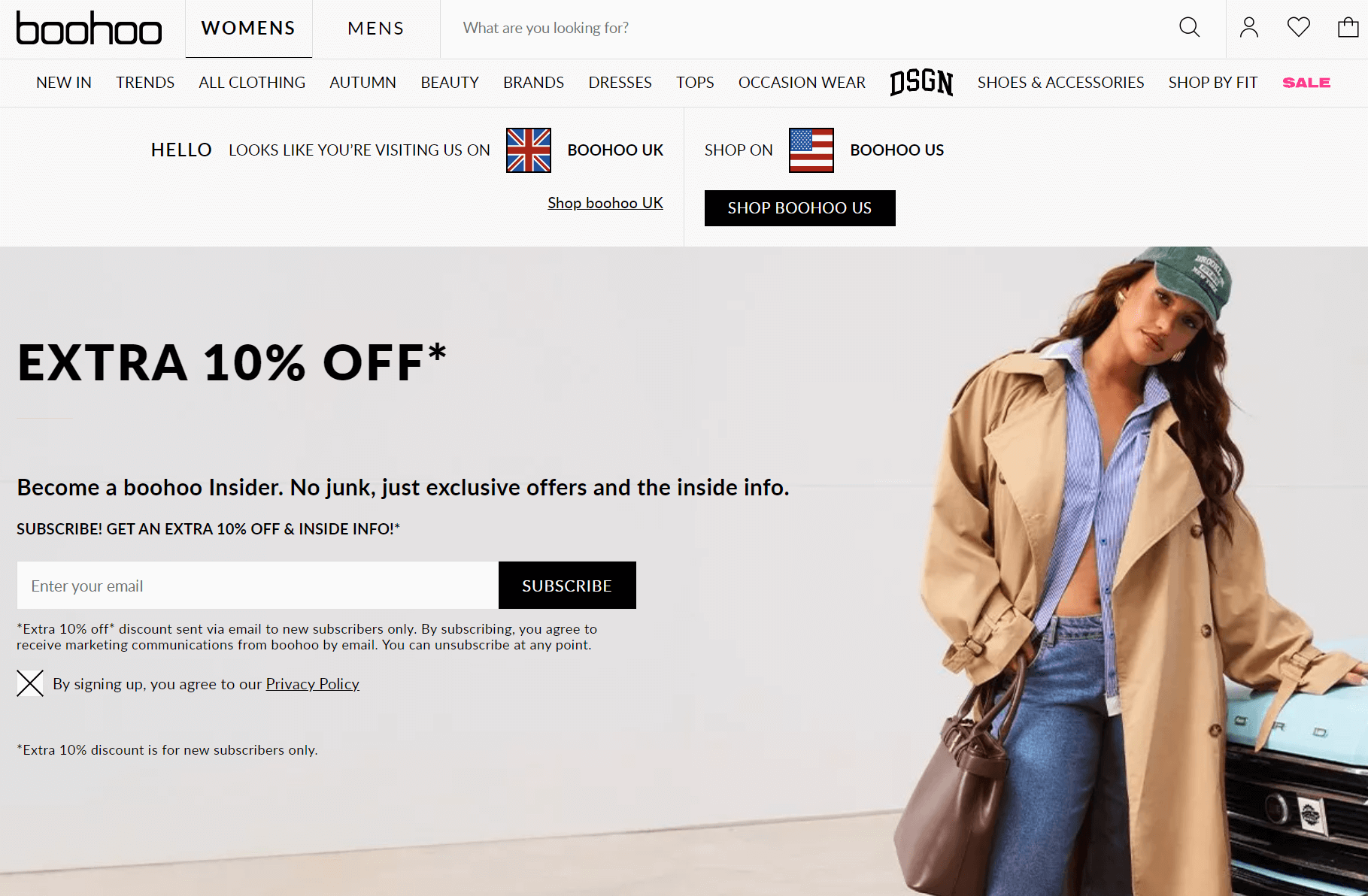 boohoo signup form
