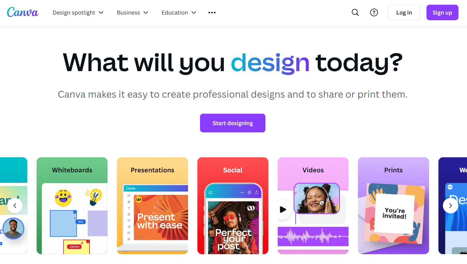 canva homepage