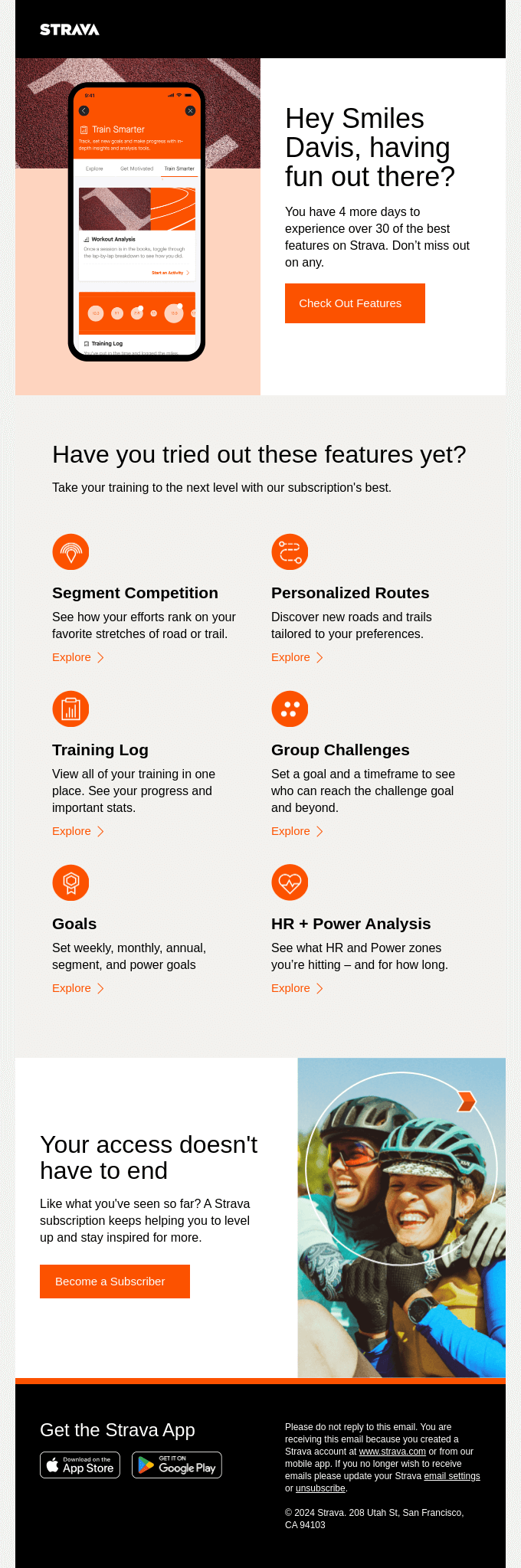 Fitness Email Marketing: Strava