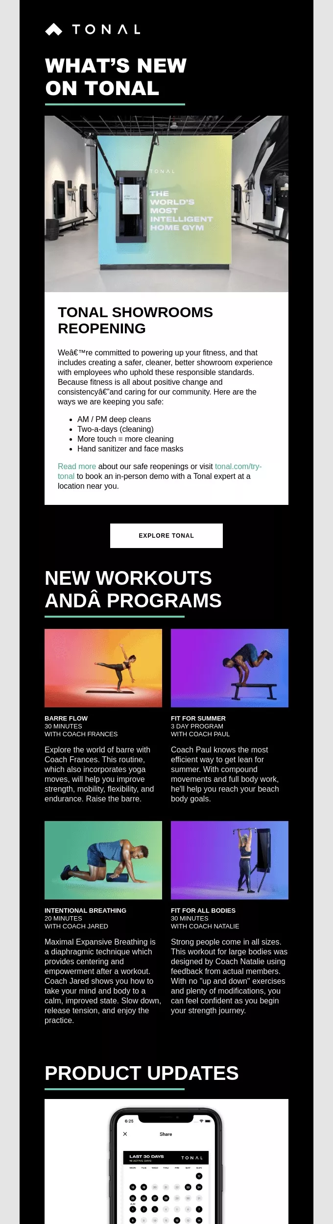 Fitness Email Marketing: Tonal