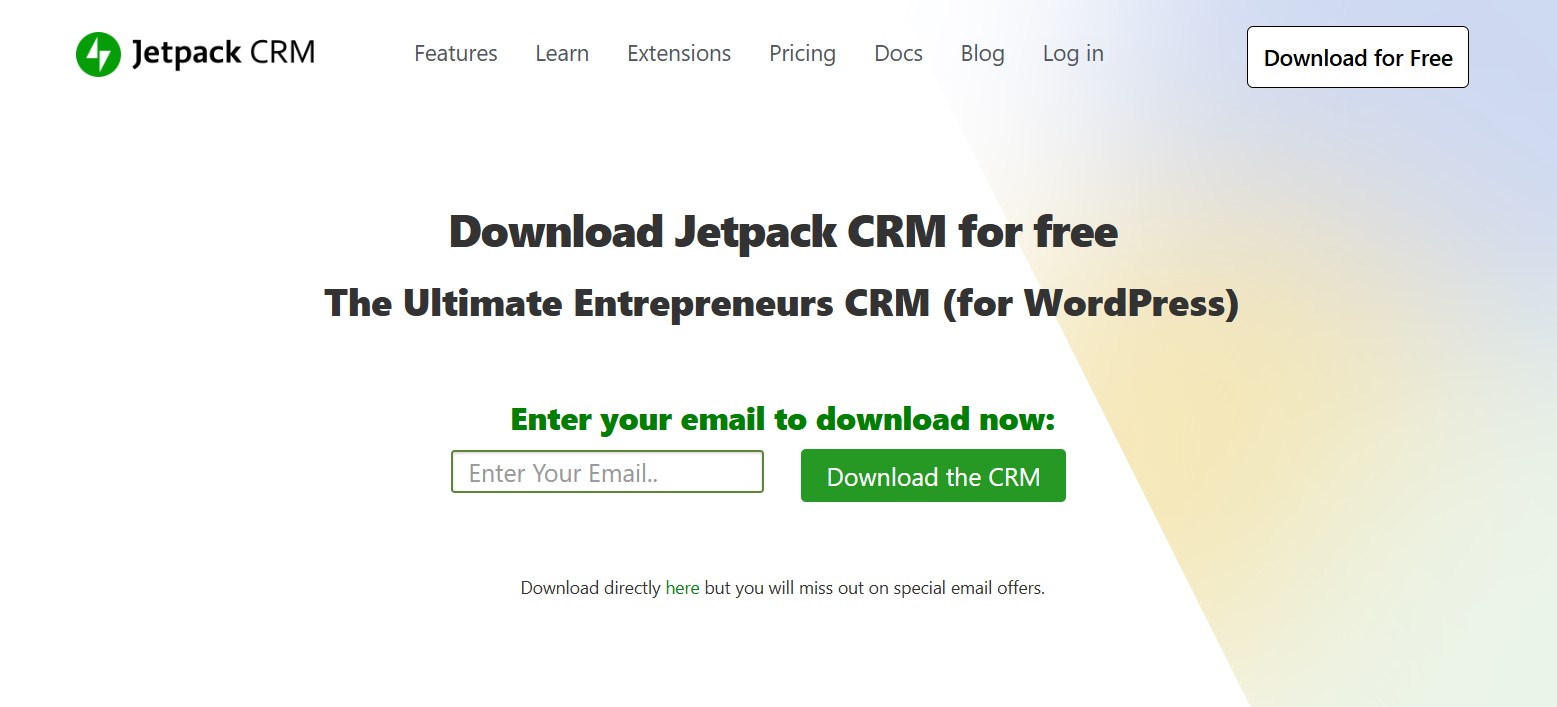 Email list building: jetpack CRM