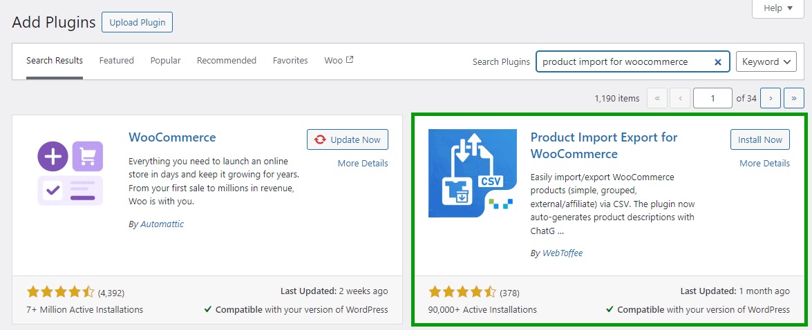 adding product import export plugin for woocommerce