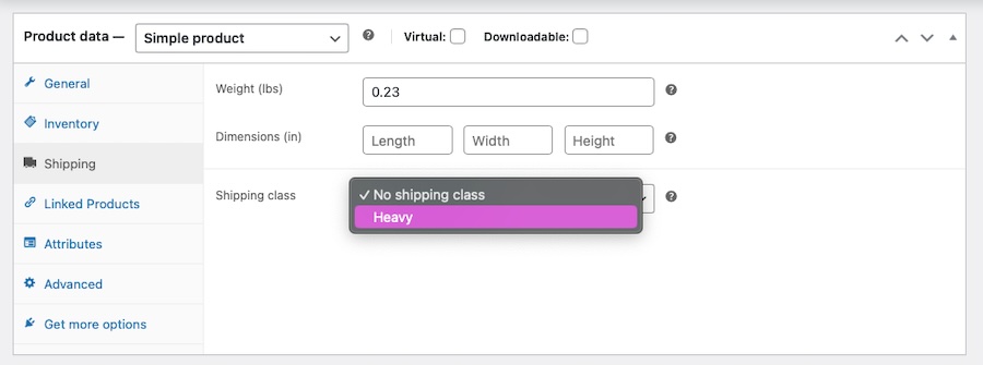 adding shipping classes