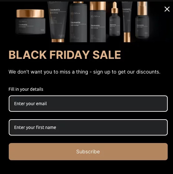 Black Friday popup for WooCommerce store