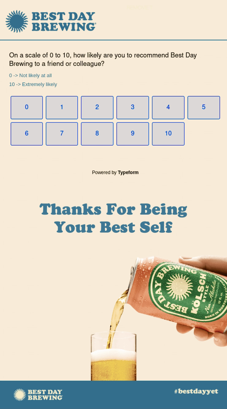 customer feedback email from best day brewing