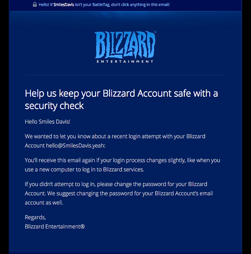 security check email from blizzard