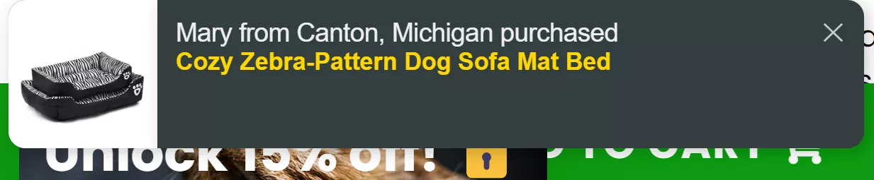 pet clever dynamic social proof notification