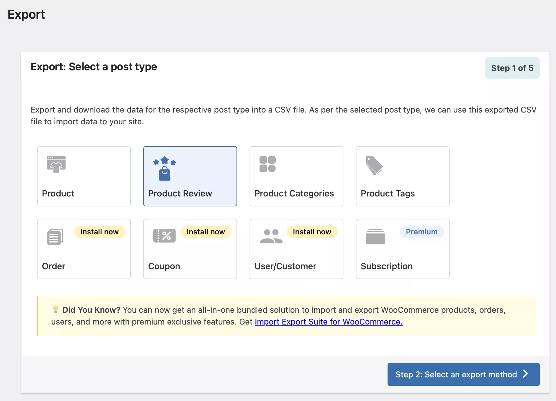 exporting Woo product reviews