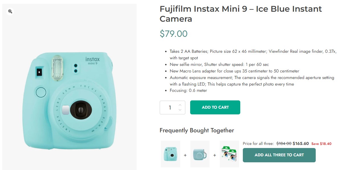 fujifilm instax mini 9 product page