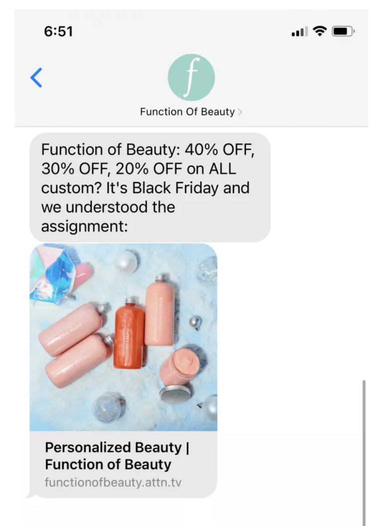 Fun SMS marketing by Function of Beauty
