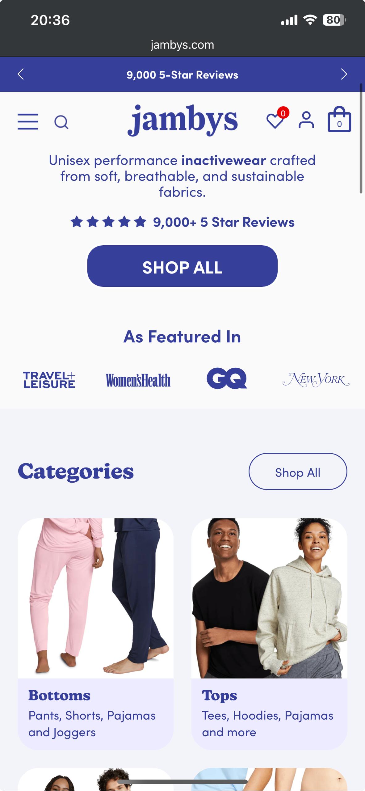 Shopify conversion rate optimization: jambys mobile