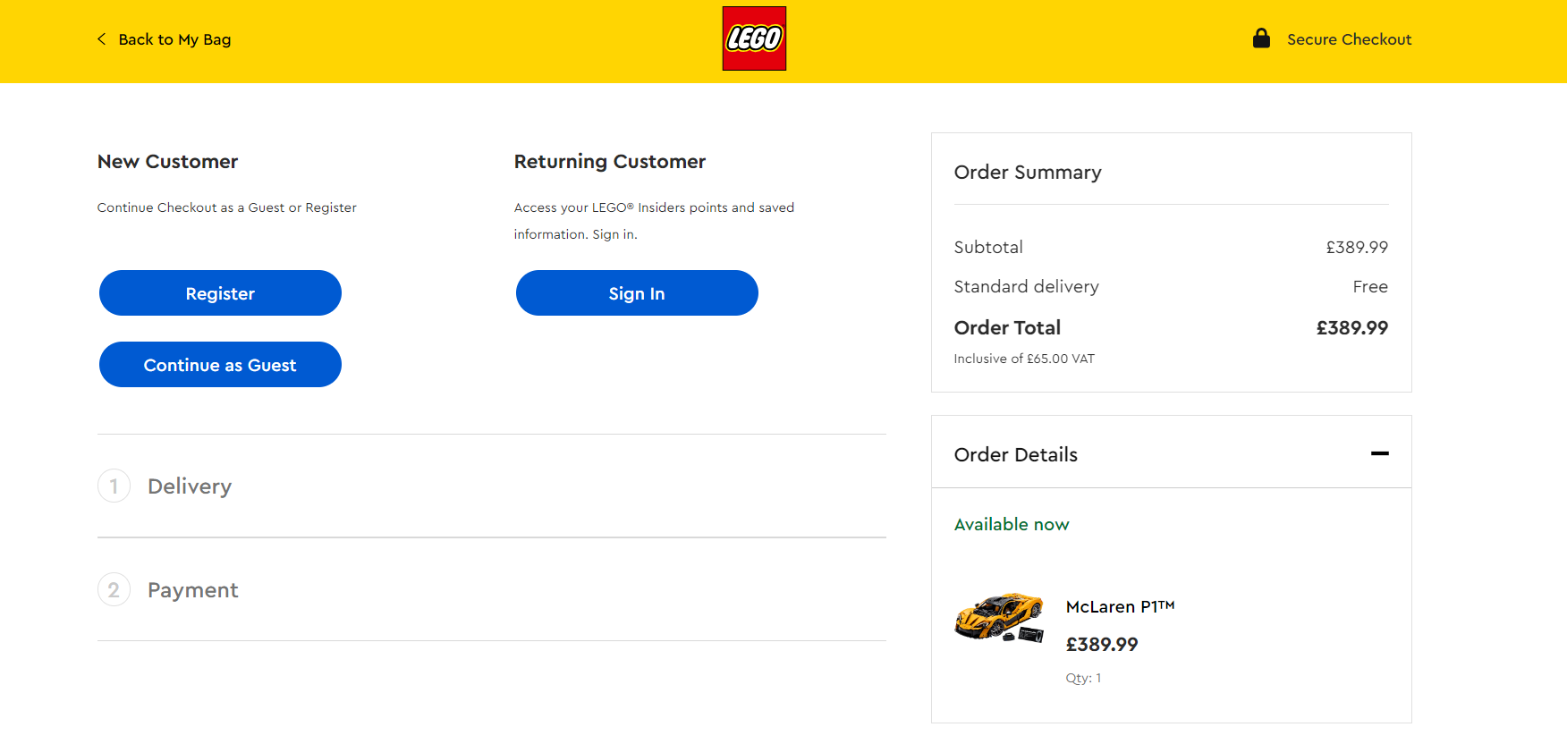 lego checkout page