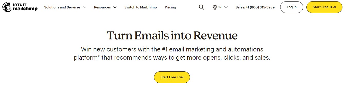 mailchimp homepage