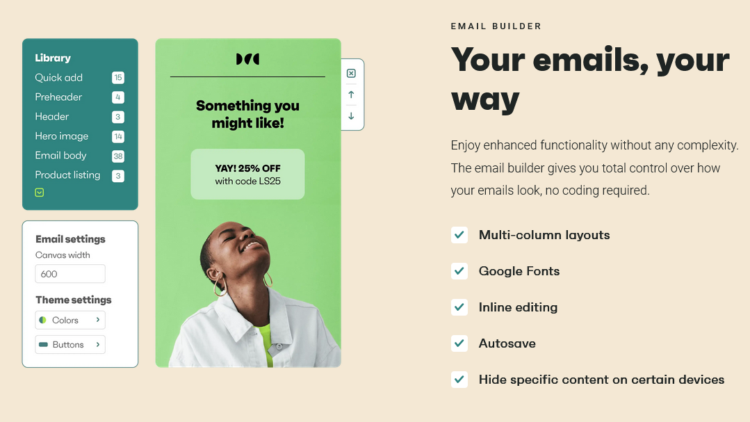 Omnisend vs. Shopify: Omnisend email builder features