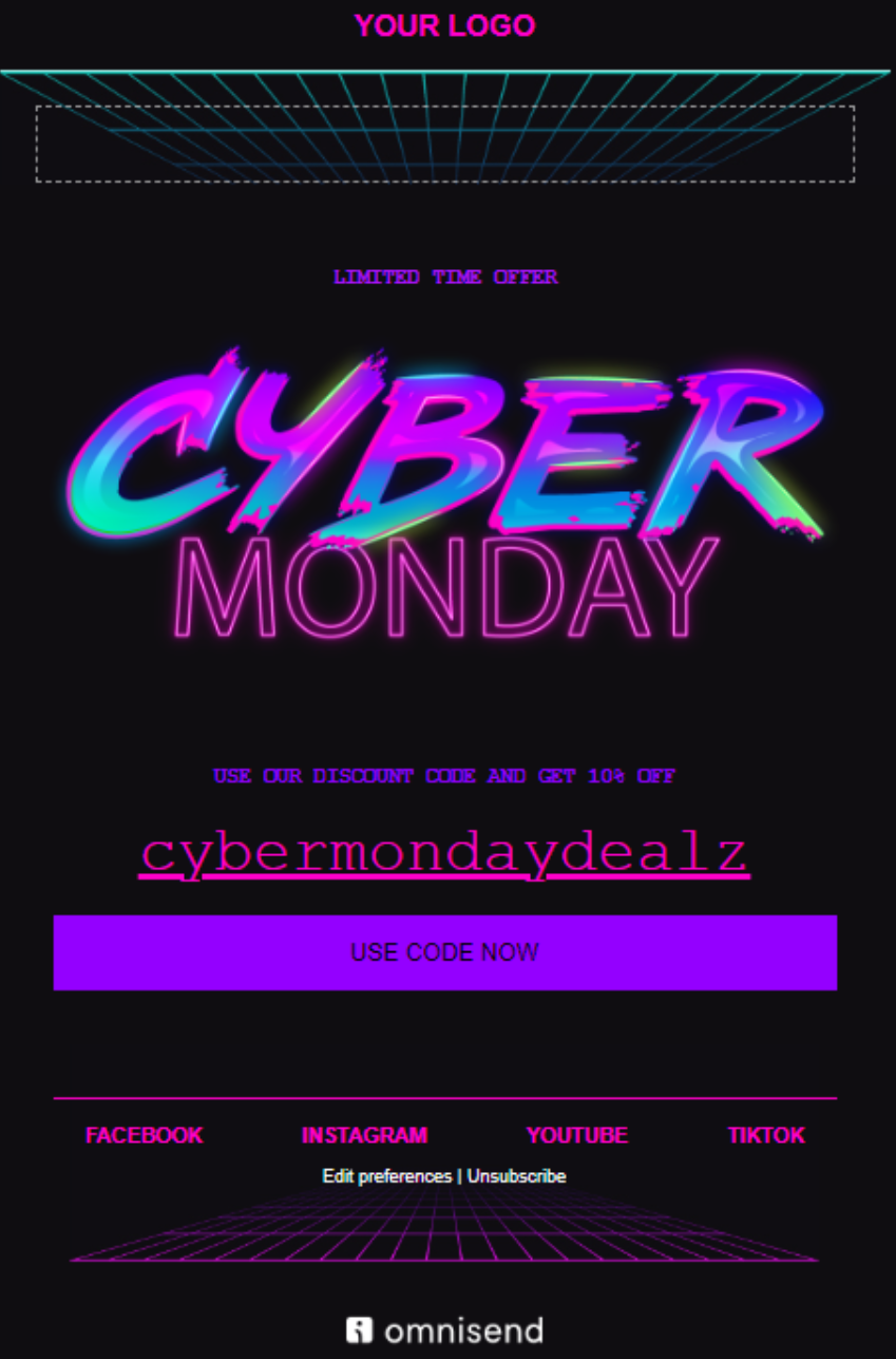Omnisend cyber monday email template