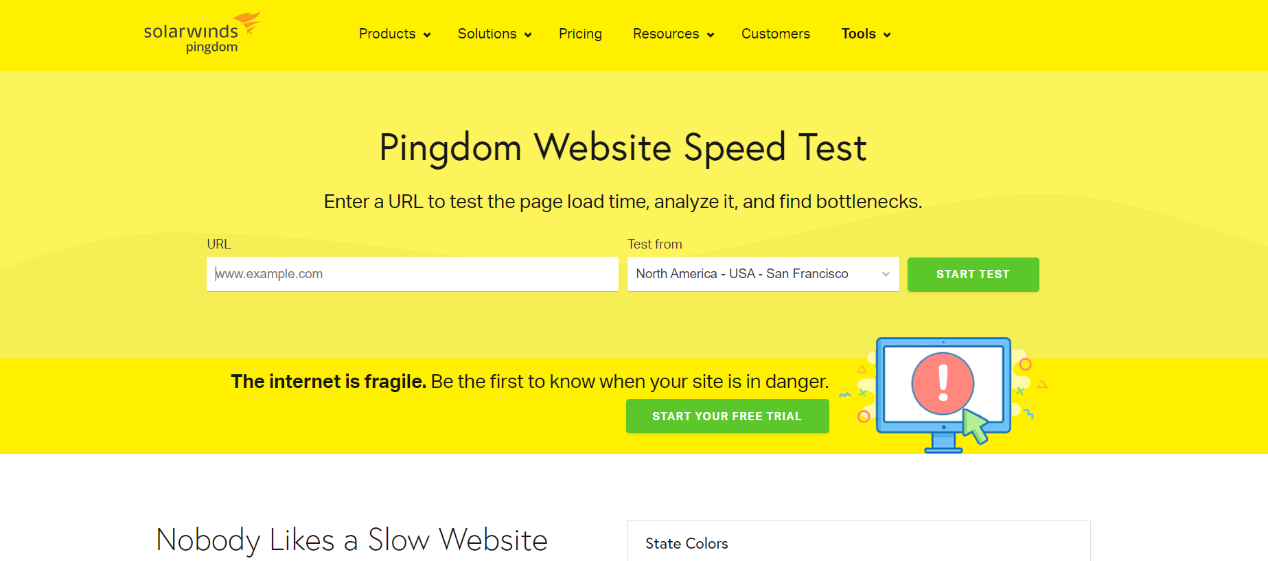 pingdom website speed test