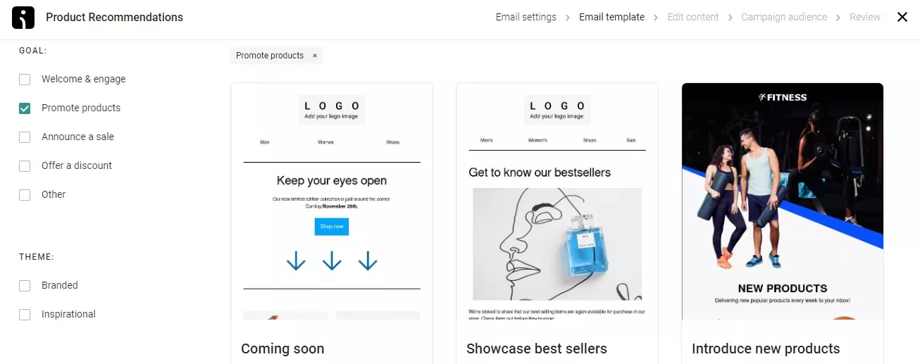 product recommendation templates on Omnisend