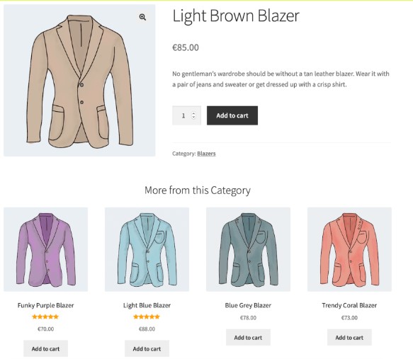 example page of recommended products using product recommendations for woocommerce