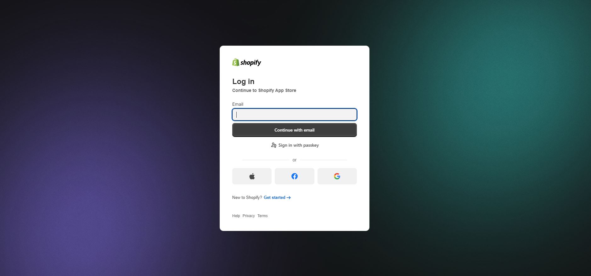 logging into shopify store