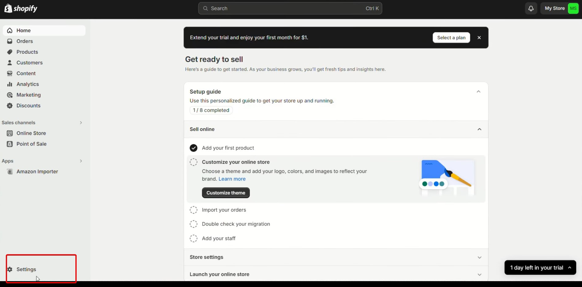 shopify dashboard