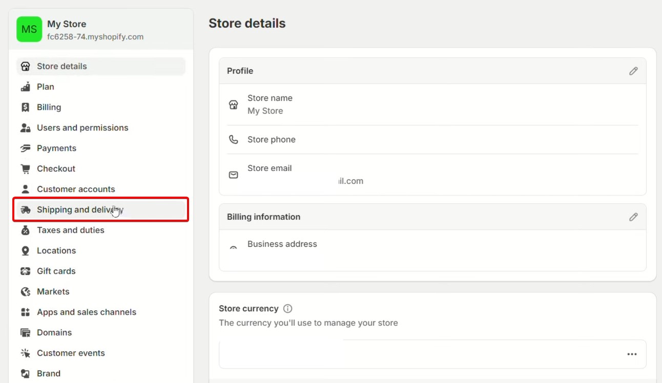 shipping and delivery on shopify