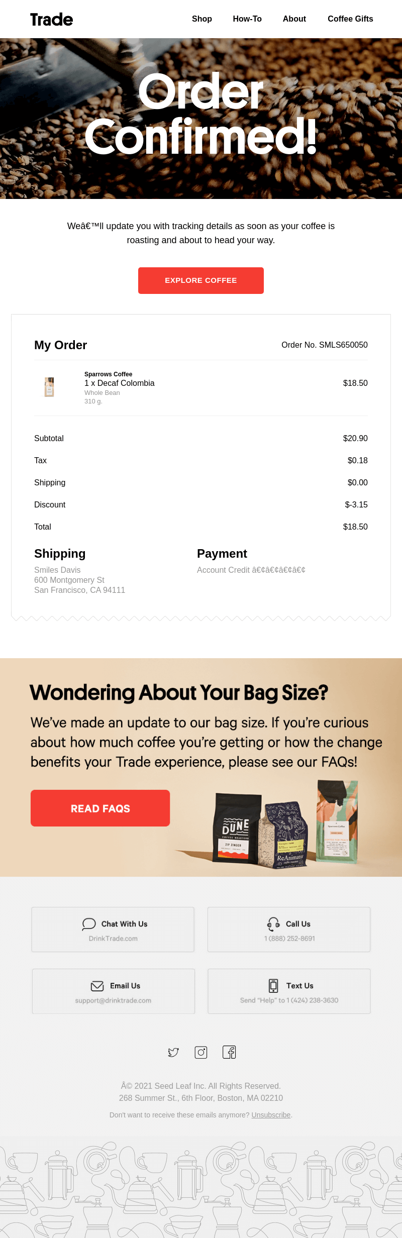 Email automation: order confirmation