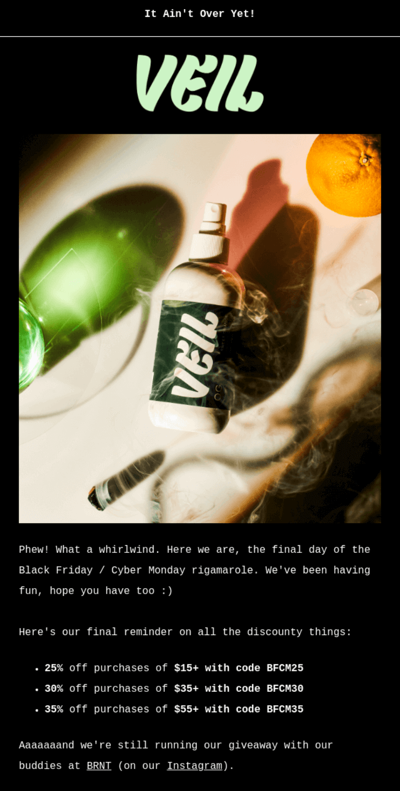 veil cyber monday email example