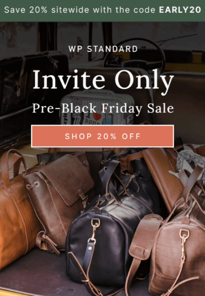 WP Standard invite only black friday sale