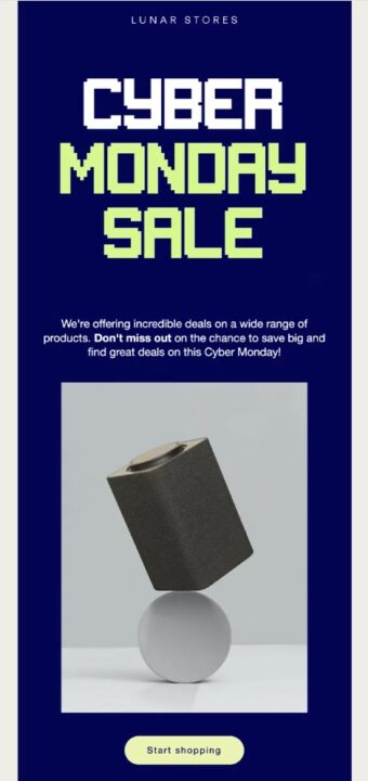 Cyber Monday newsletter template for Woocommerce store