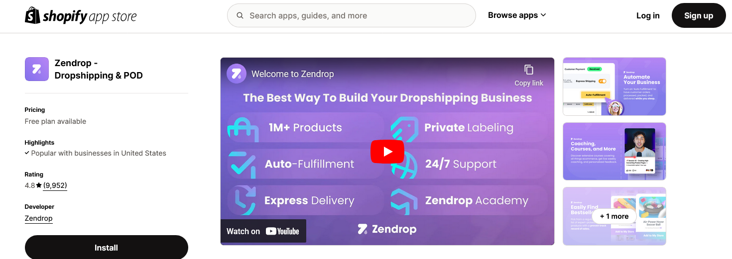 best dropshipping apps for shopify: zendrop