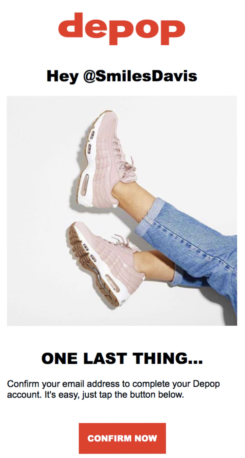 account confirmation email from depop