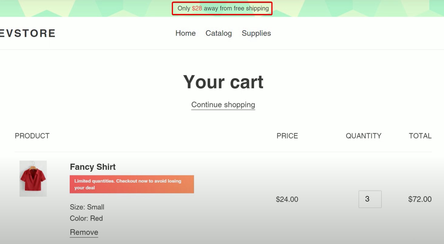 free shipping reminder