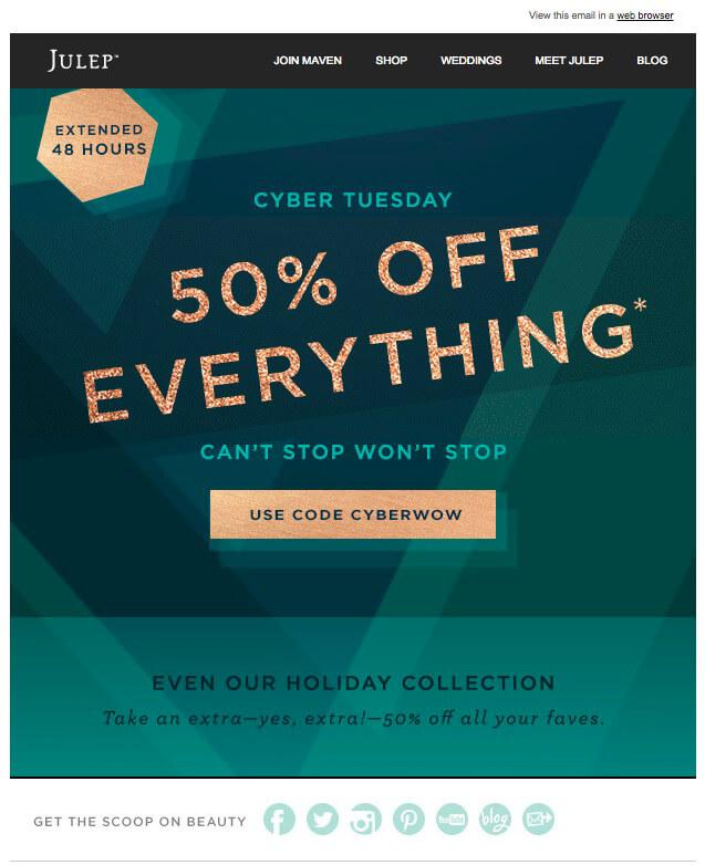 julep extending deals past cyber monday