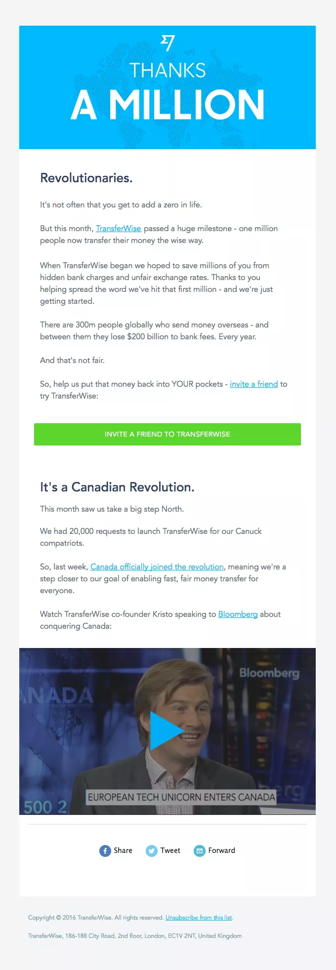 transferwise thank you message