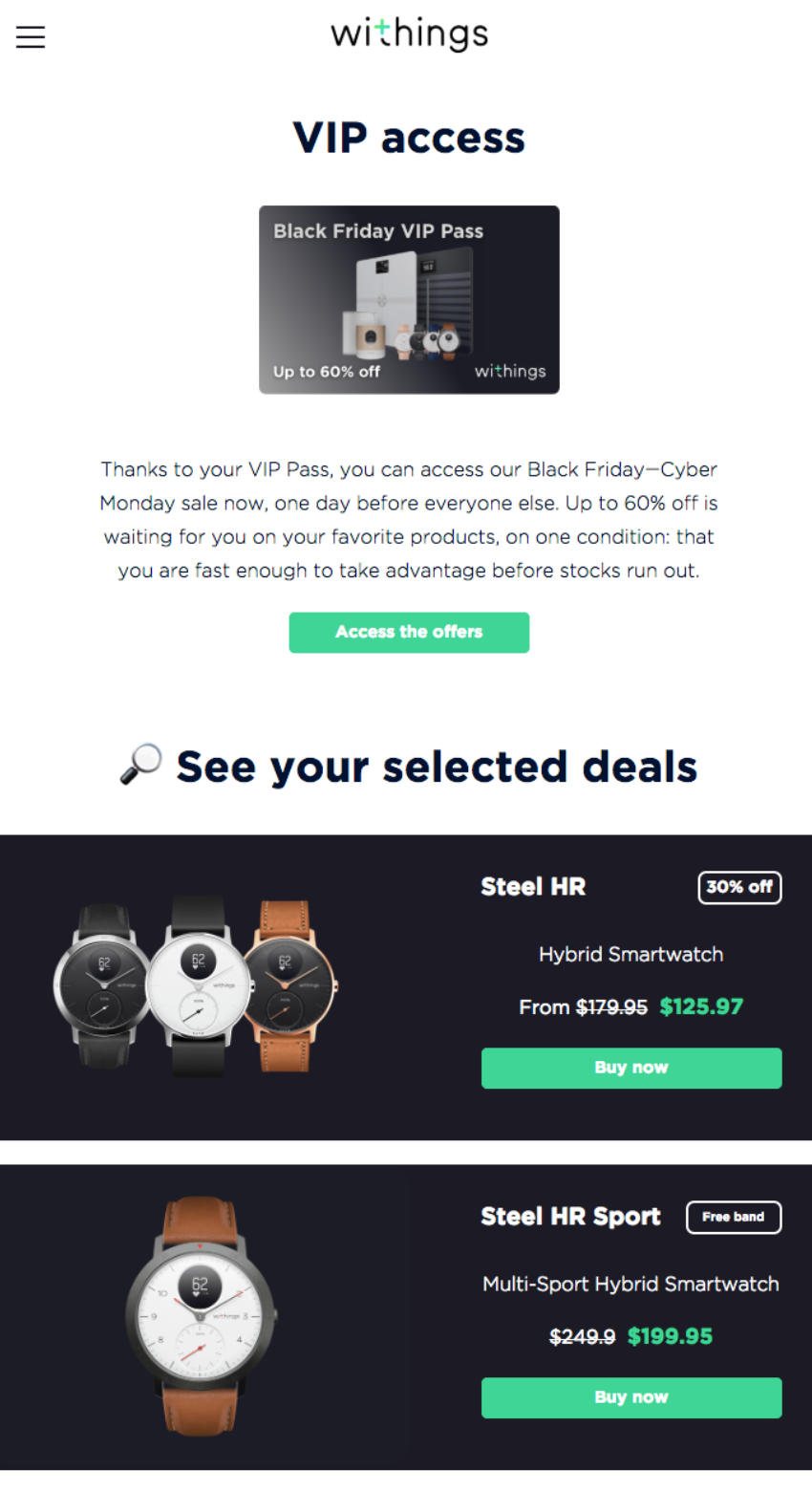 withings VIP access