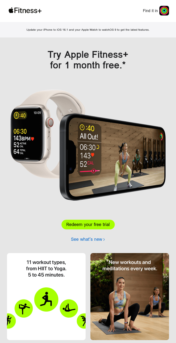 apple free trial email example