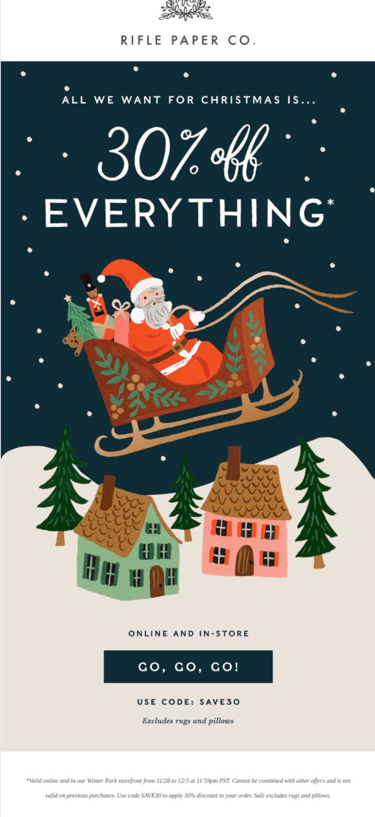christmas email subject line from rifle paper co