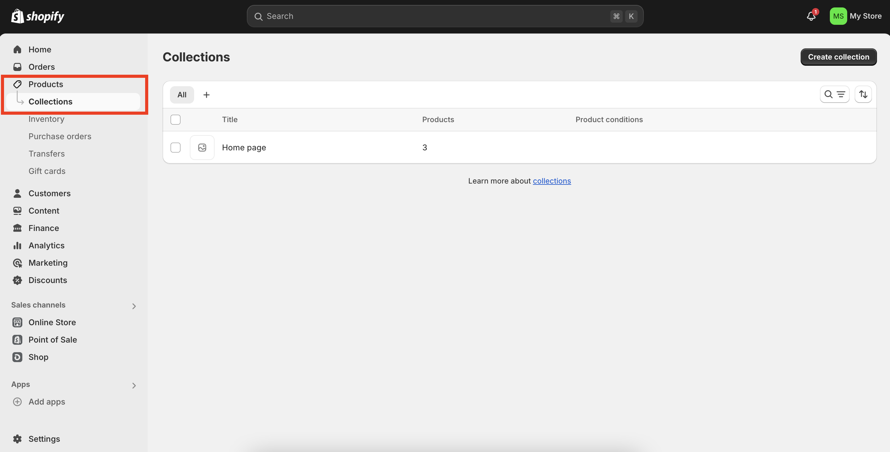 collections page