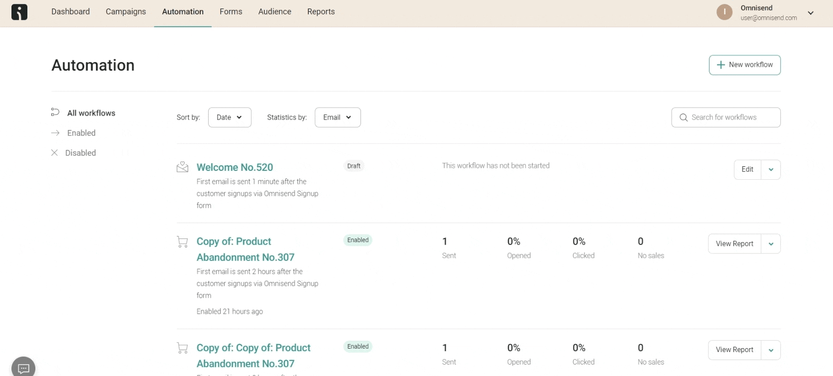 Creating automations in Omnisend
