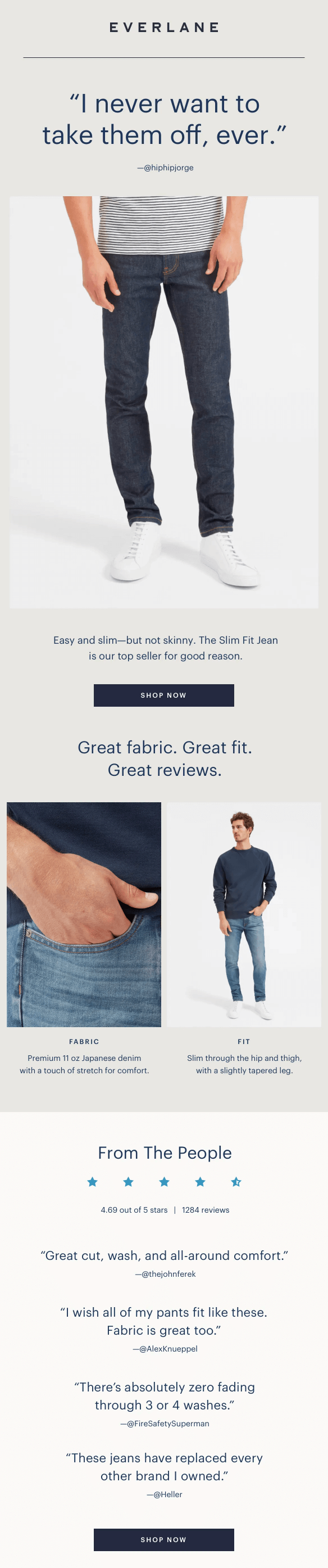 social proof everlane email