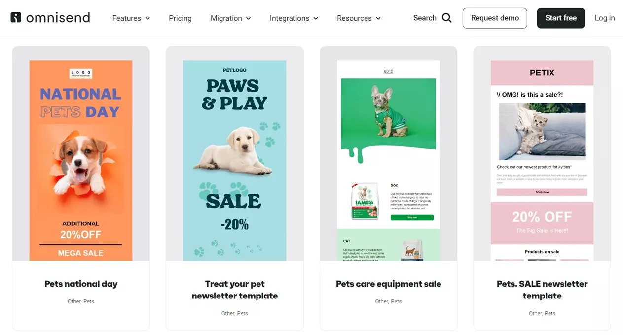Omnisend pet email templates